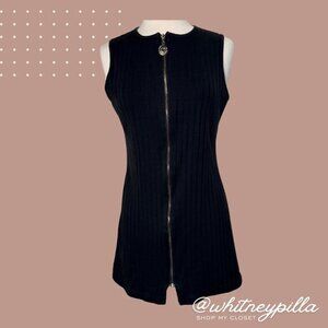 3/$20 Dotti Black Sleeveless Front Zipper Ribbed Top or Mini dress Women's M